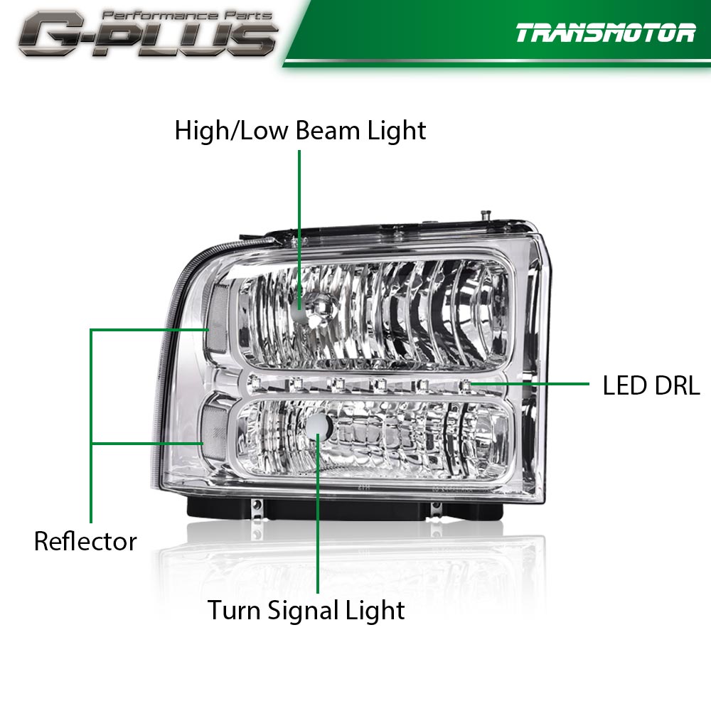 LED DRL CHROME HOUSING Clear Corner Lights Suitable for 05-07 for Ford F250 F350