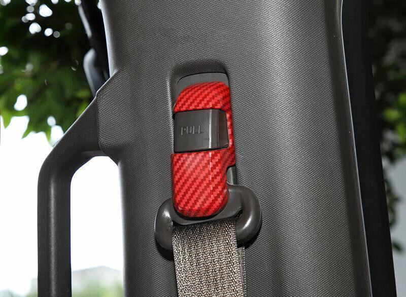 Red Carbon Fiber for Seat Belt Buckle Adjust Cover Trim for Ford F150 F-150 15-20 B