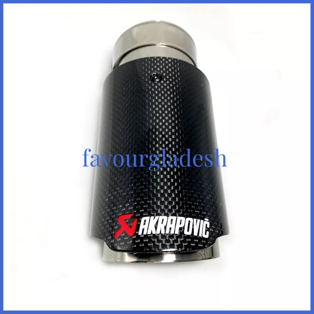 1 X IN 3.0 76MM OUT: 3.0 76MM Akrapovic Glossy Carbon Fiber Pipe Exhaust Tip