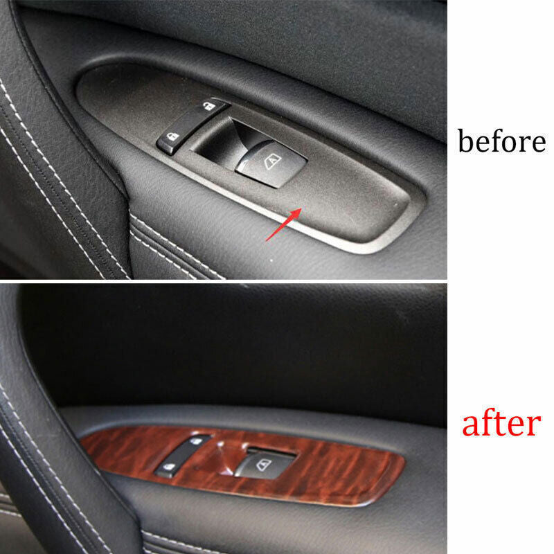 Glass Window Lifting Lock Panel Trim for Nissan Armada Y62 17-20 Red Wood Grain