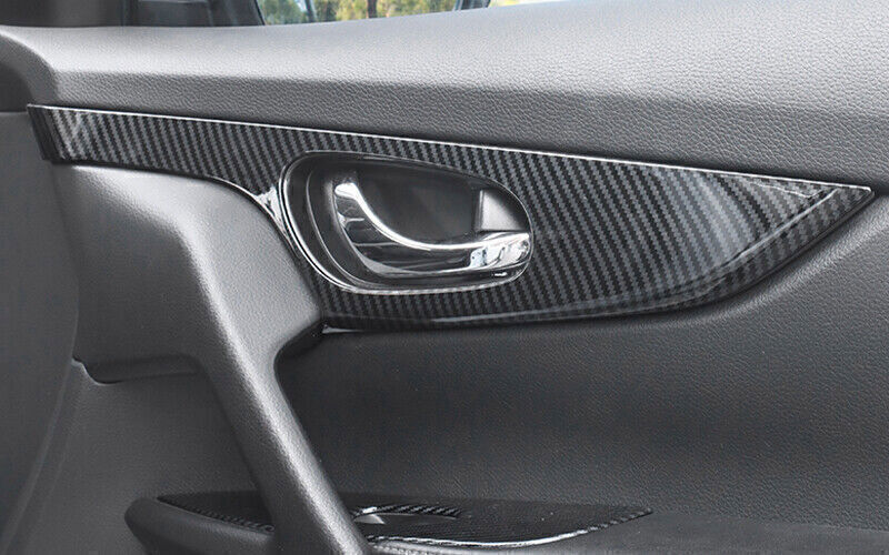 for Nissan Rogue Sport 2017-2022 Carbon fiber Car Door Handle Bowl Cover Trim 4X