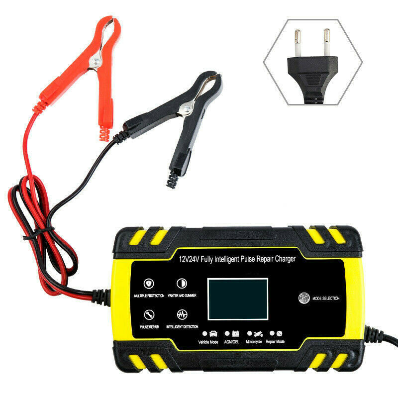 Car Automatic for Smart Battery Charger Maintainer Pulse Repair LCD Display EU Plug