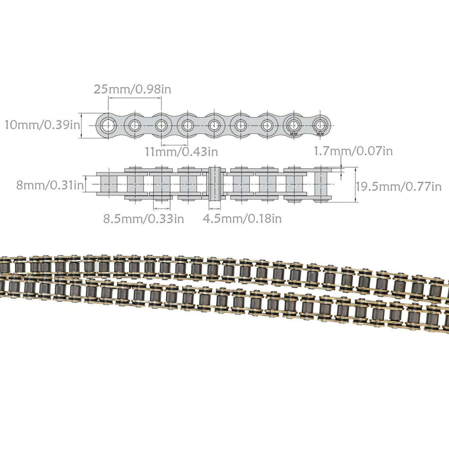 Gold 428 Chain 136 Links w/ O Ring Chain Breaker 110cc 125cc 150cc Dirt Bike