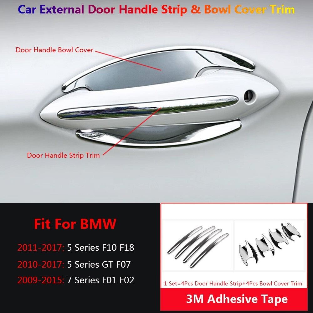 8Pcs Stainless for BMW 5 7 F10 F07 F01 Car Exterior Door Handle Bowl Cover Trims