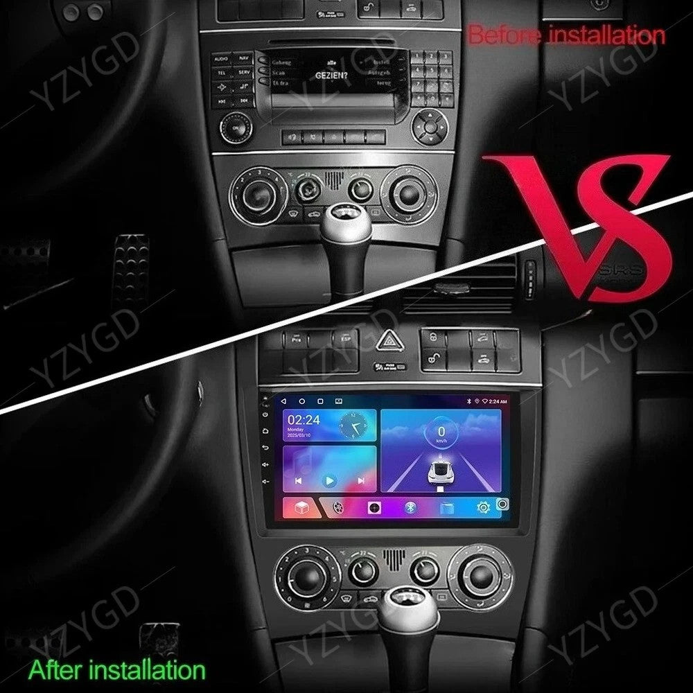 for Mercedes for Benz C-Class W203 2004-2007 Car Stereo Radio CarPlay Android 14 GPS