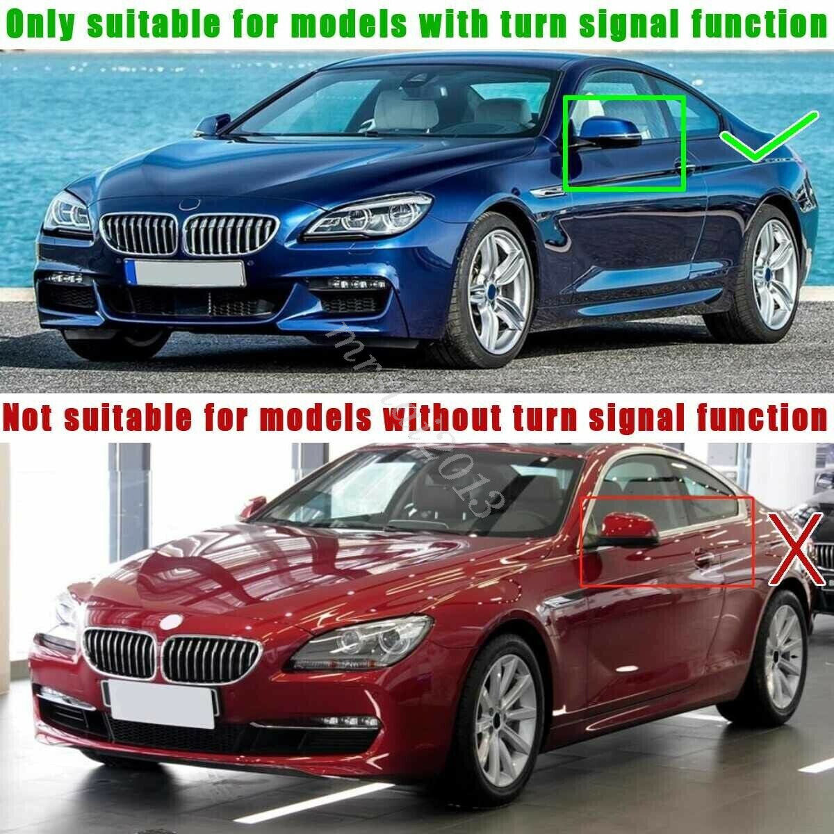 Pair Gloss Black Side Mirror Cover Cap For 2014-18 for BMW 5 Series F10 F11 F18 LCI