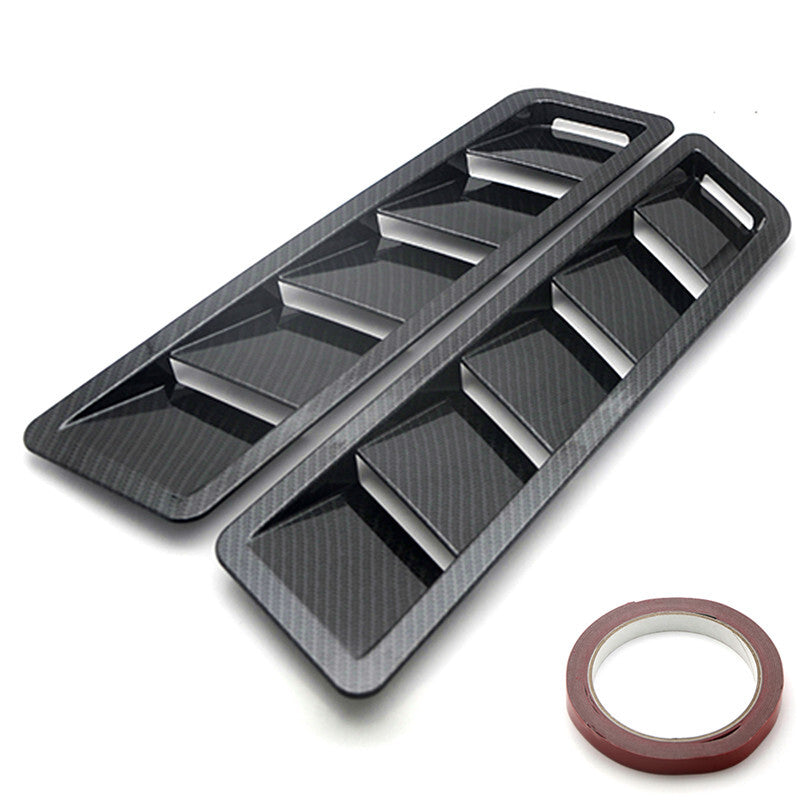 Black Carbon Car Engine Hood Air Intake Panel Vent Louver Trim Heat Dissipation