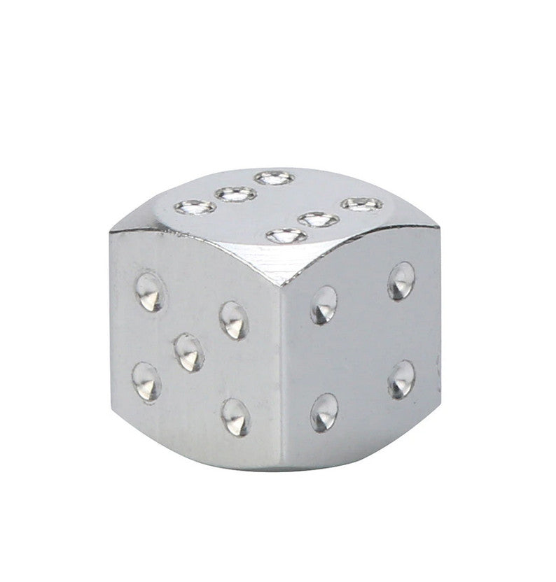 4-Piece Set of Car Wheel Tire Valve Stem Air Cap Dust Cover Truck Bicycle Silver Dice