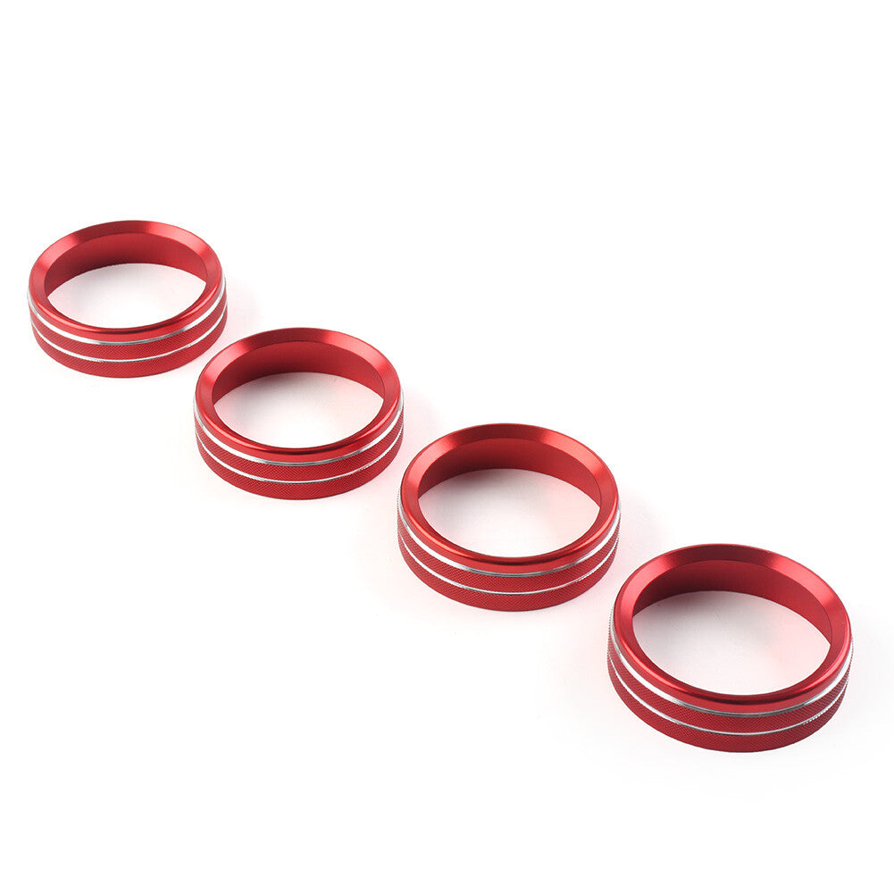for Ford F150 XLT 2015-20 4x Air Conditioner Switch CD Button Ring Knob Trim Red