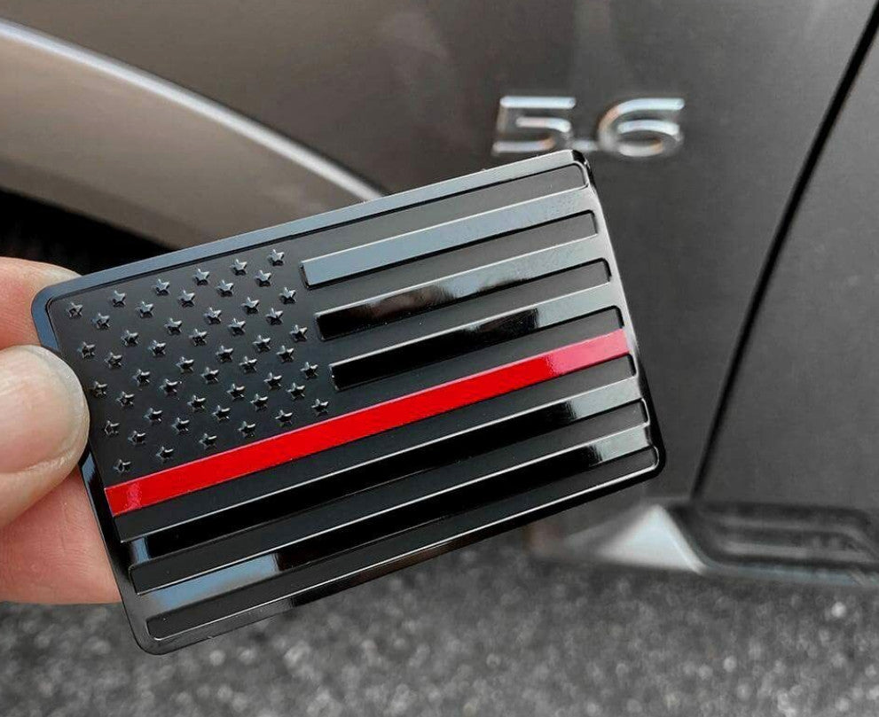 Car side fender rear trunk badge sticker American flag black and red for Audi