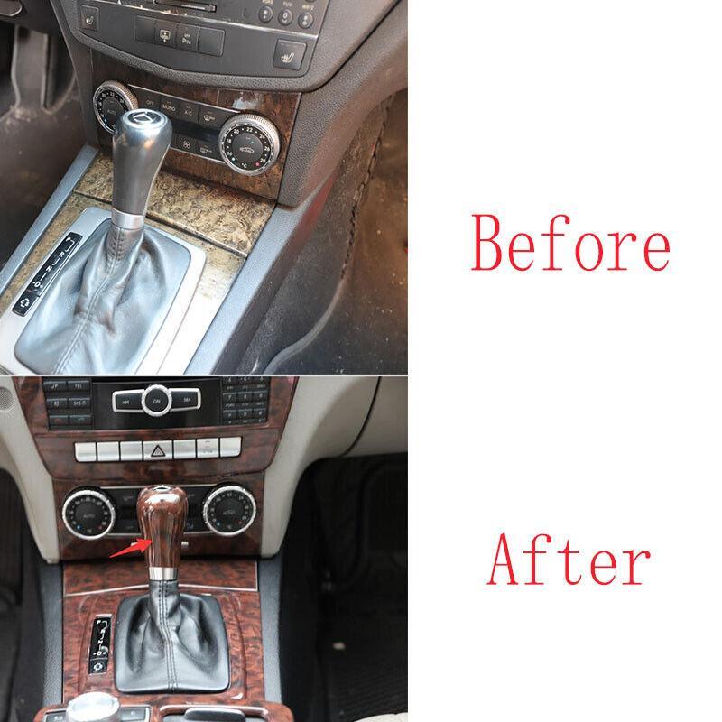 Agate Wood Grain ABS Console Gear Shift Knob Cover Trim for Benz C-Class 10-14