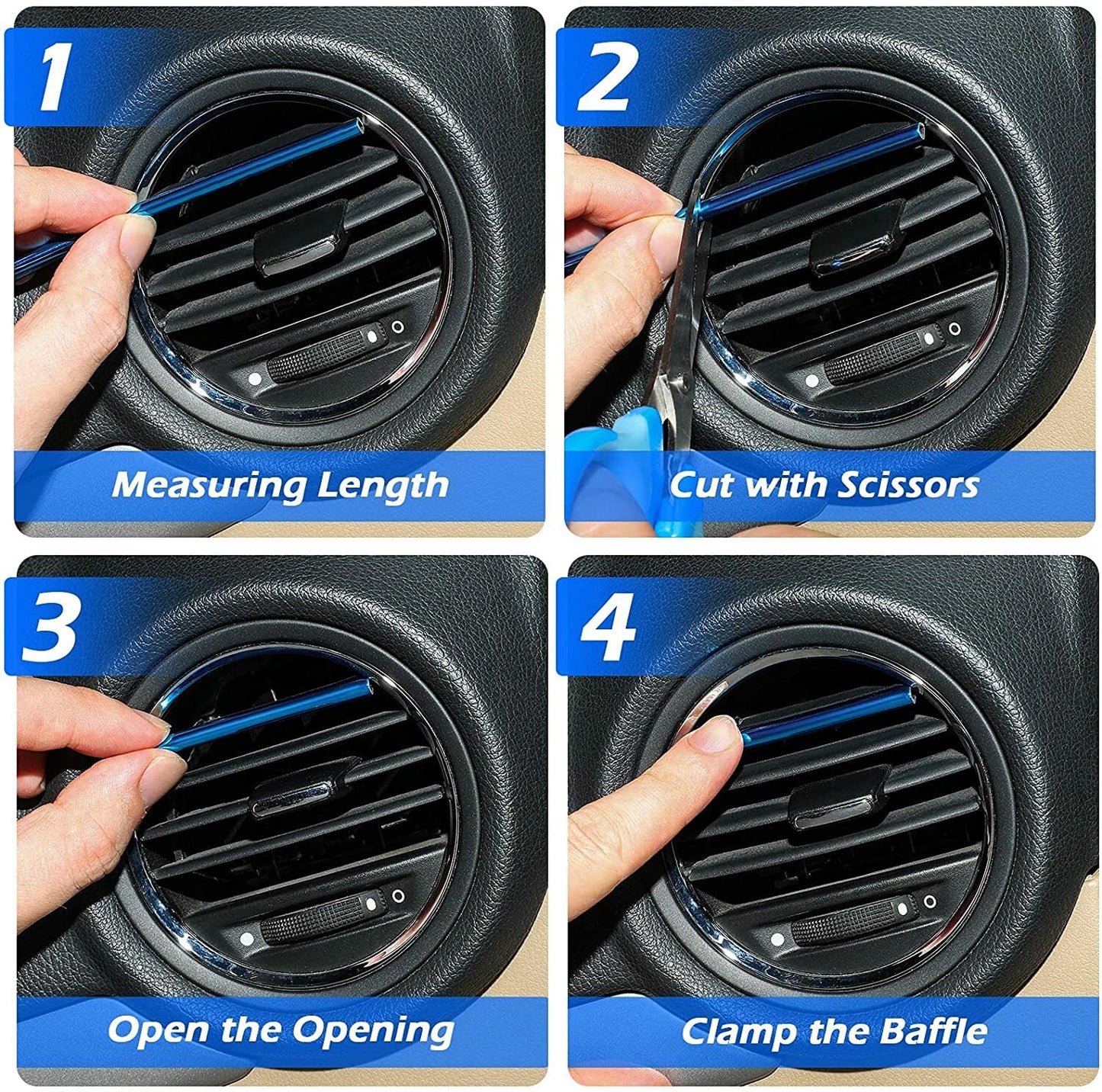10pcs Golden Car Interior Air Conditioner Outlet Decoration Cover Accessories