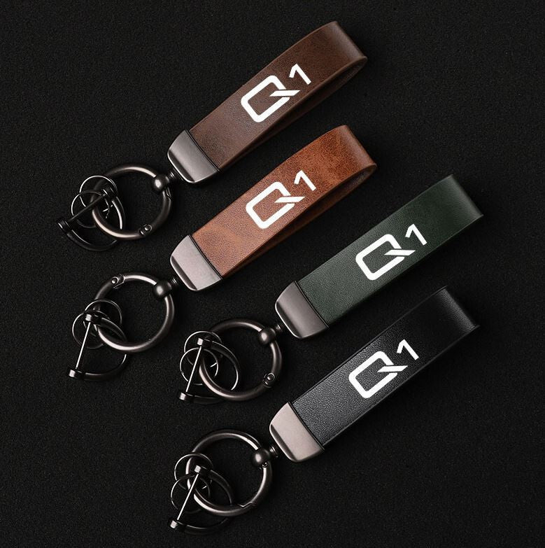 New for Alfa Romeo 166 car keychain, brown leather horseshoe buckle, gift item.