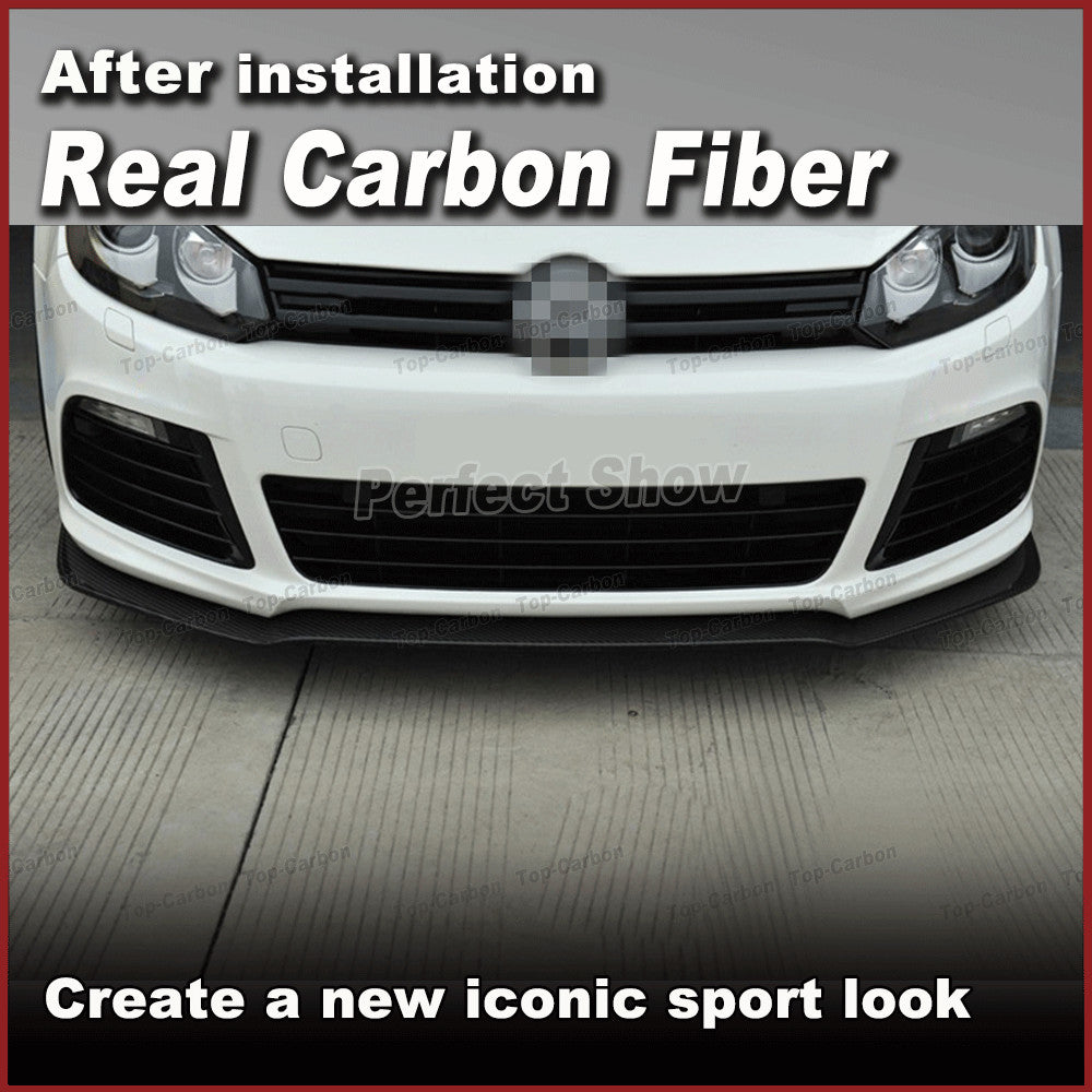 REAL Carbon Front Bumper Chin Lip Splitter Spoiler for VW for Golf 6 MK6 R20 10-13