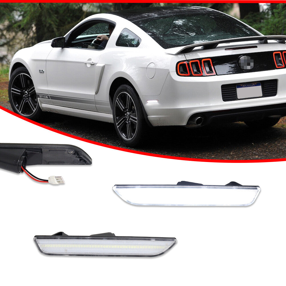 2-pack of clear white LED rear side marker parking lights for Ford for Mustang 2010-2014