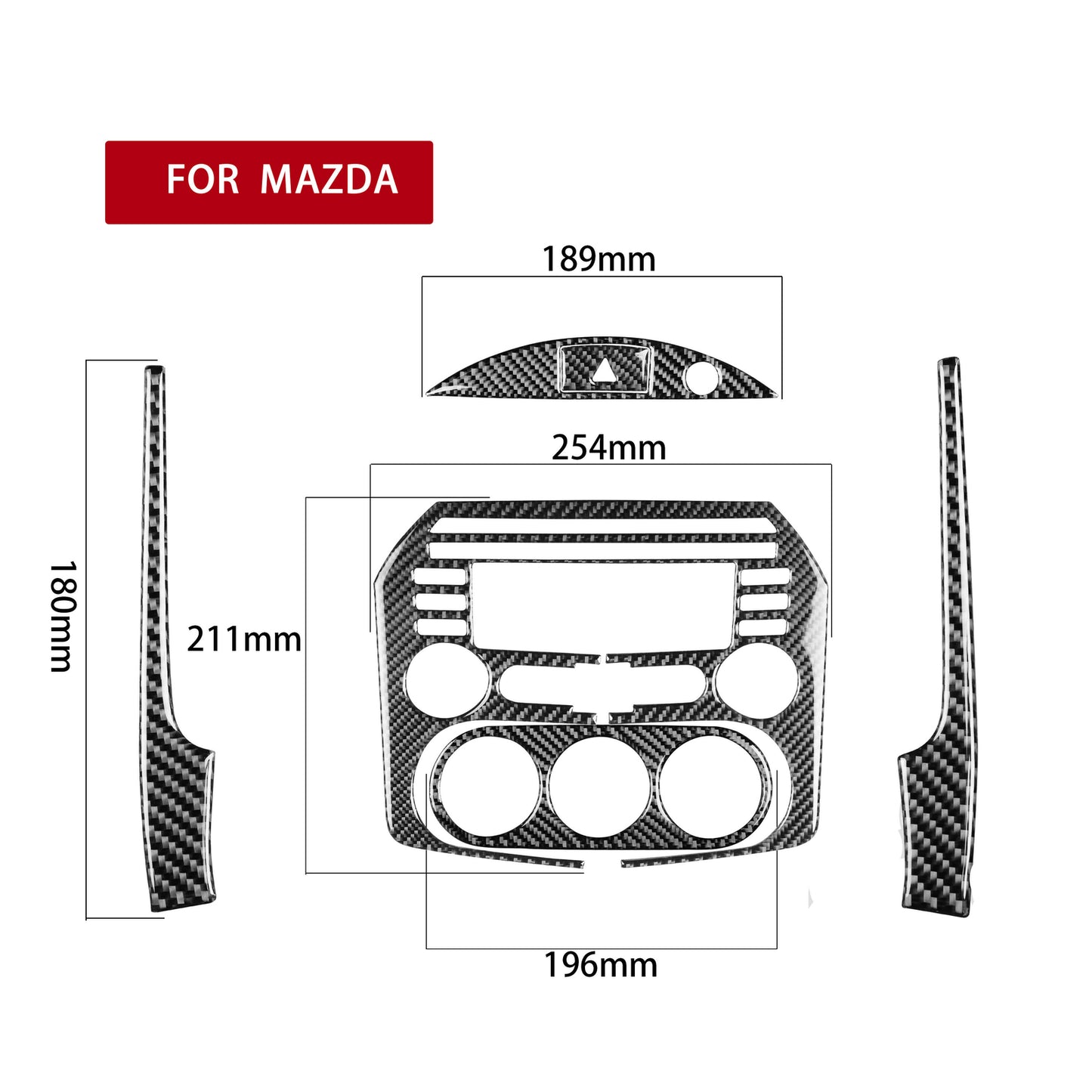 6Pcs for Mazda MX-5 Miata 09-15 Carbon Fiber Interior Central Console Cover Trim