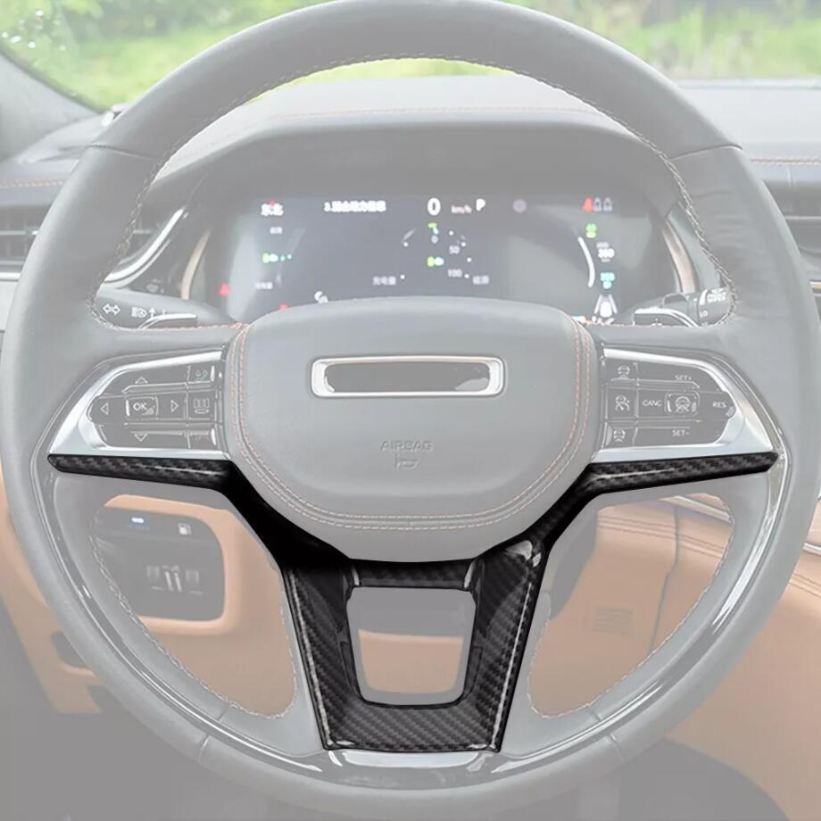 Carbon fiber car steering wheel cover trim for Jeep Grand Cherokee 22-2024 - Accessories