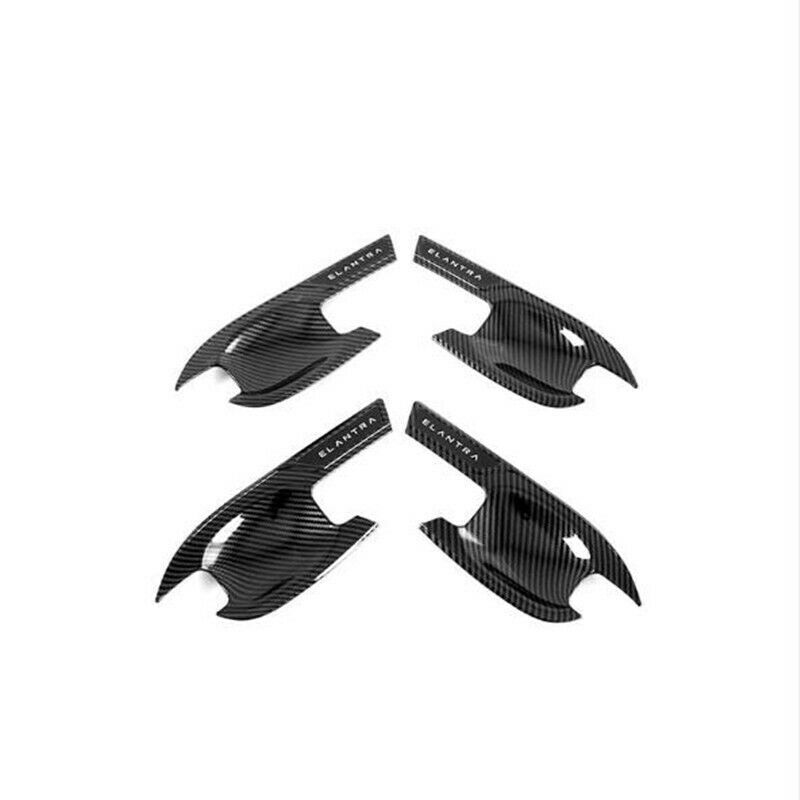 Carbon Fiber Door Handle Bowl Molding Cover Trim for Hyundai for Elantra 2021-2022