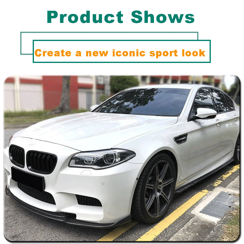 for BMW 5 Series F10 M5 Sedan 2012-16 REAL Carbon Fiber Front Bumper Lip Spoiler