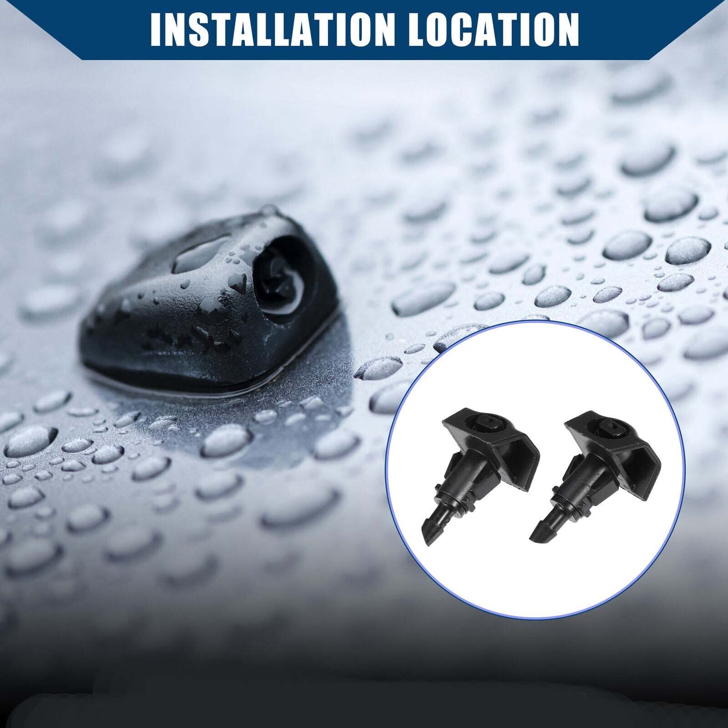 No.28931ZW80A Windshield Washer Nozzles for Nissan Front Pair Black