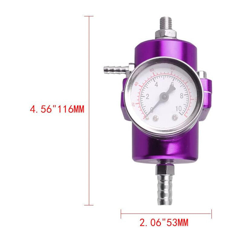 0-140 PSI Adjustable Universal Fuel Pressure Regulator with Gauge FPR Kit Purple