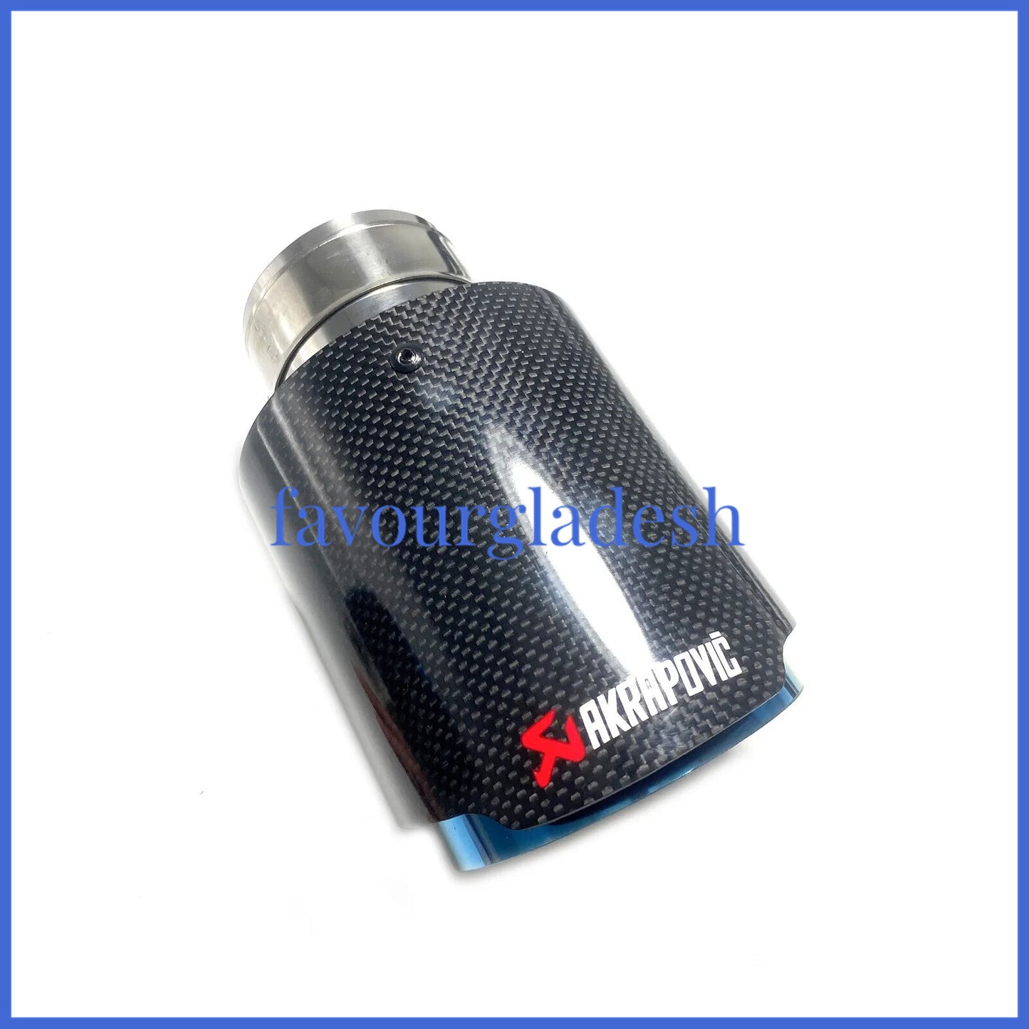 1X 3.0 76mm 4.0101mm Akrapovic Glossy Carbon Fiber Exhaust tip Blue End pipe