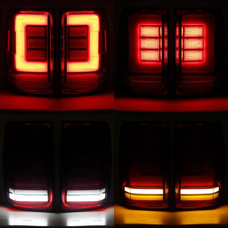 A pair of LED taillights, brake lights, and turn signals for Volkswagen Amarok V6 2009-2020.