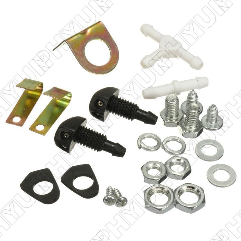 New 12V 1.8L Universal Windshield Washer Reservoir Pump Bottle Kit Hose Jets Set