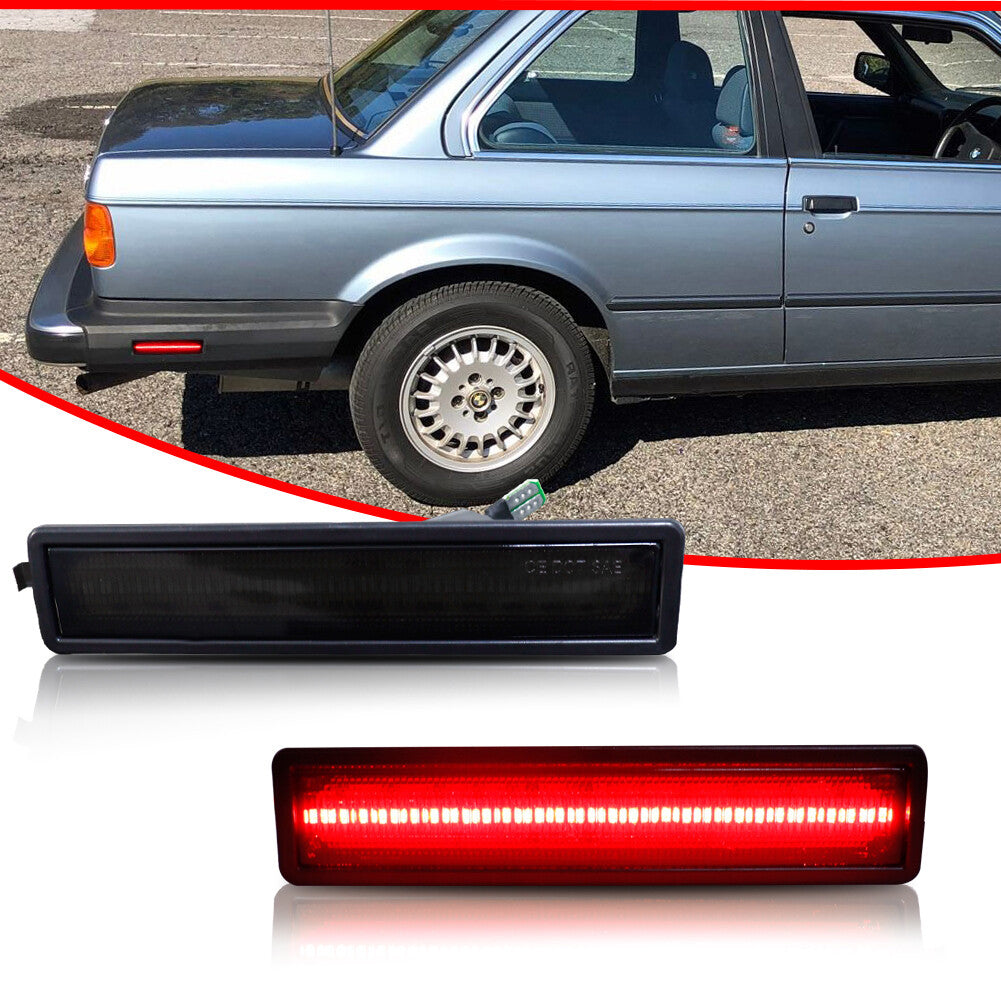 Two red LED rear fender side bumper marker lights for BMW E30 3 E3 4 5 Series