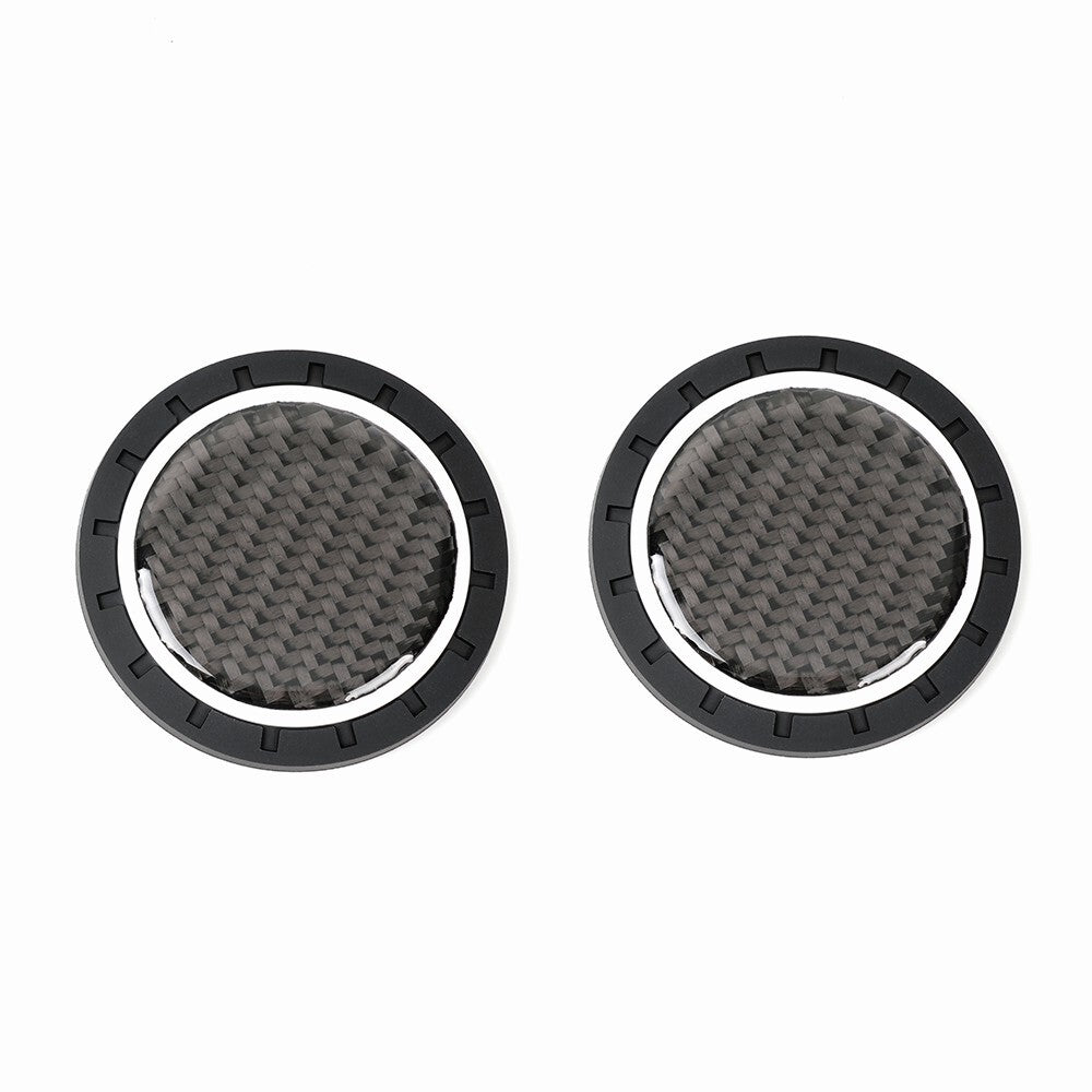 Carbon Fiber Cup Holder Pad Water Cup Slot Non-Slip Mat Car Accessories Black X2