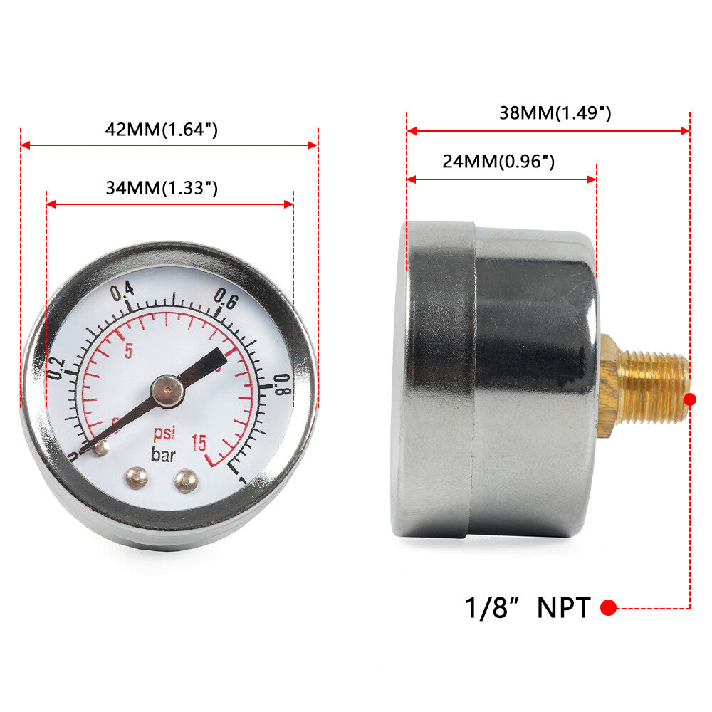 For Holley 12-803 2 Port 4 1/2 to 9 PSI Carburetor Fuel Pressure Regulator Gauge
