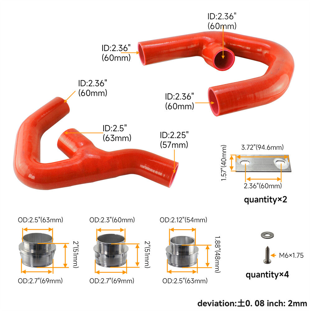 Silicone Turbo Pipe Hose w/Fittings for GOLF MK5-MK6 MKV GTI 2.0 FSi T 06-09 RD