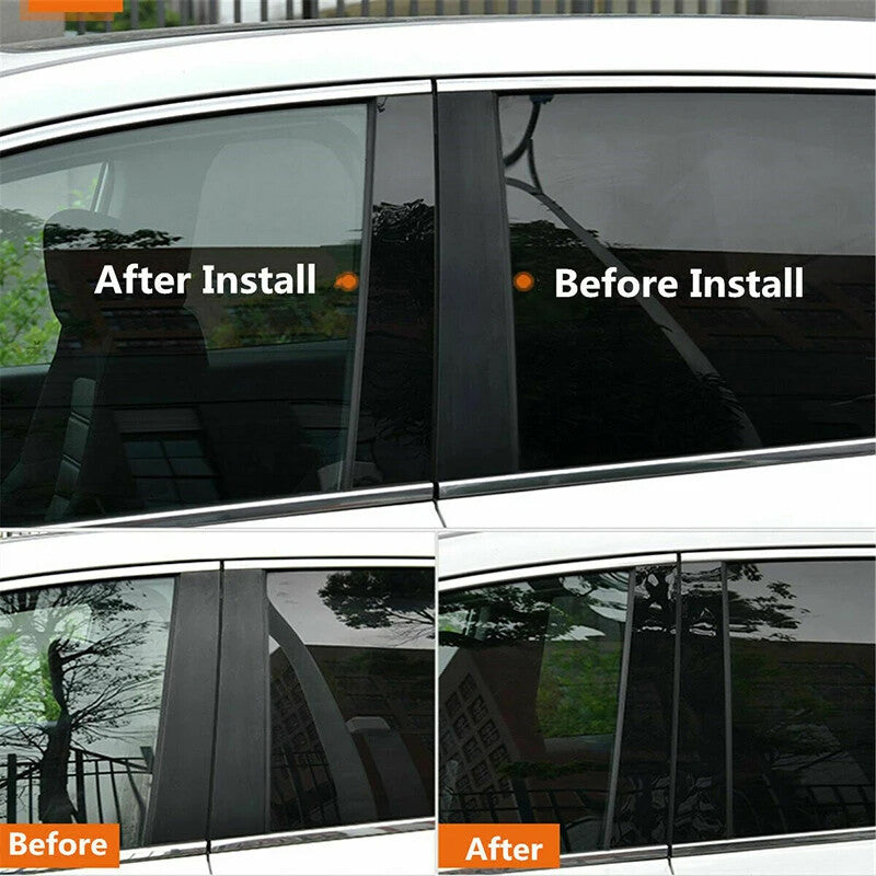 for Chevrolet Malibu 2016 - 2021 6-Piece Window and Door Trim Cover Kit with Black Pillars