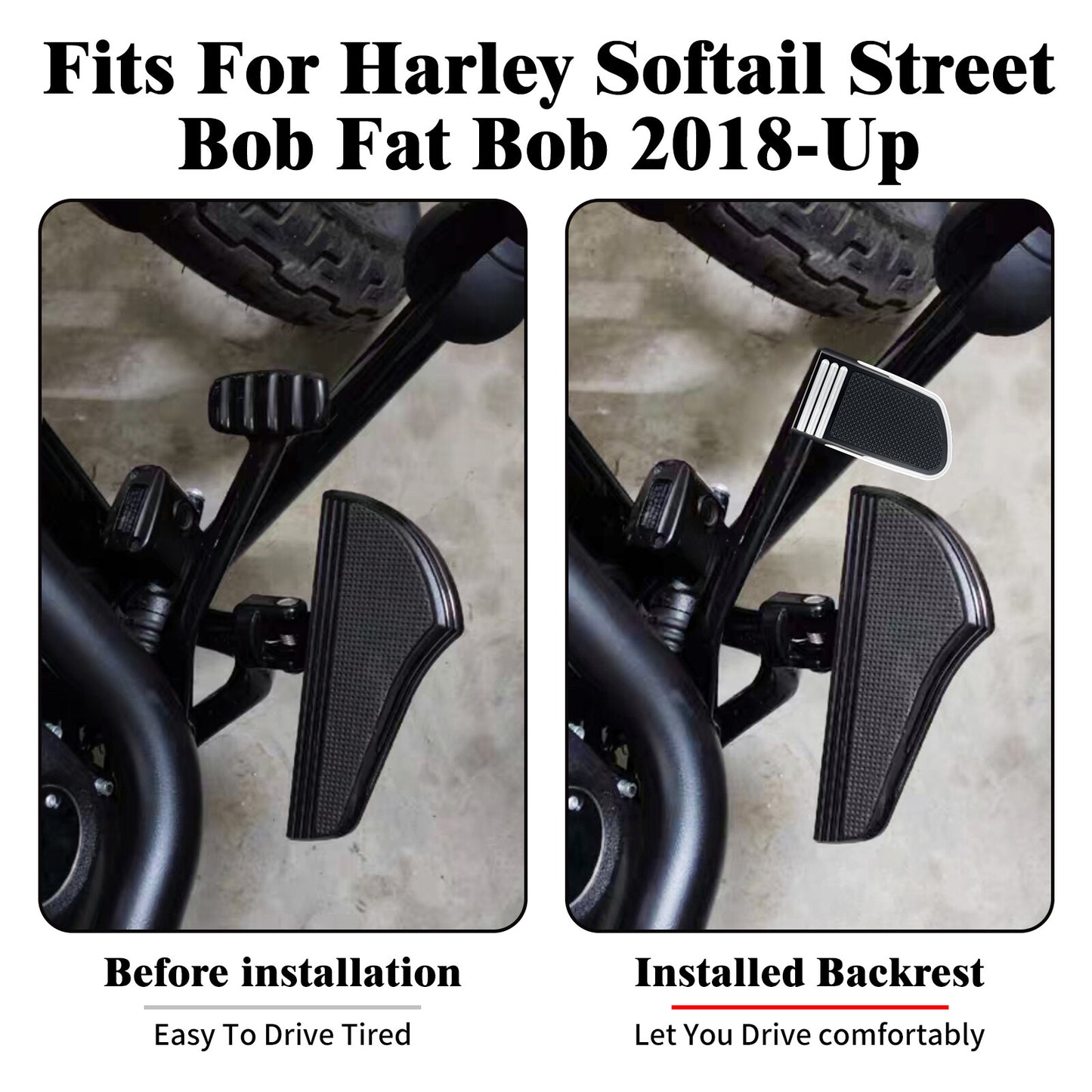 Aluminum Black Brake Pedal Pad Fits for Harley Street Fat Bob 107 114 2018-2023