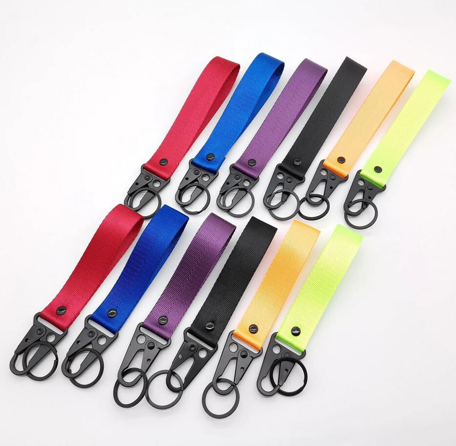 Car keychain/ring with lanyard, black, 19cm, suitable for Honda and for Acura .