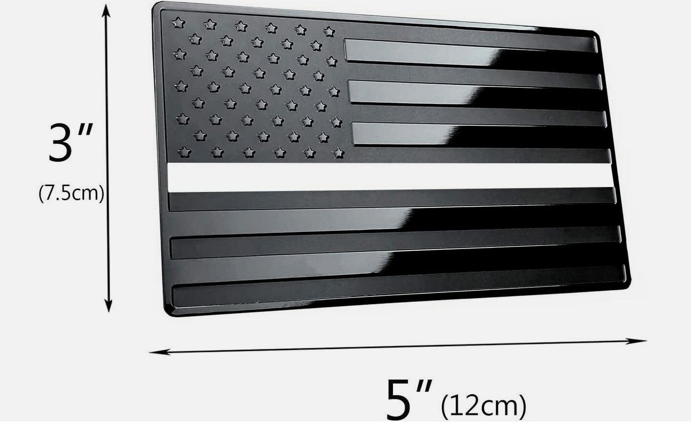 2-piece car side fender rear trunk badge, black and white American flag, suitable for Cadillacs.