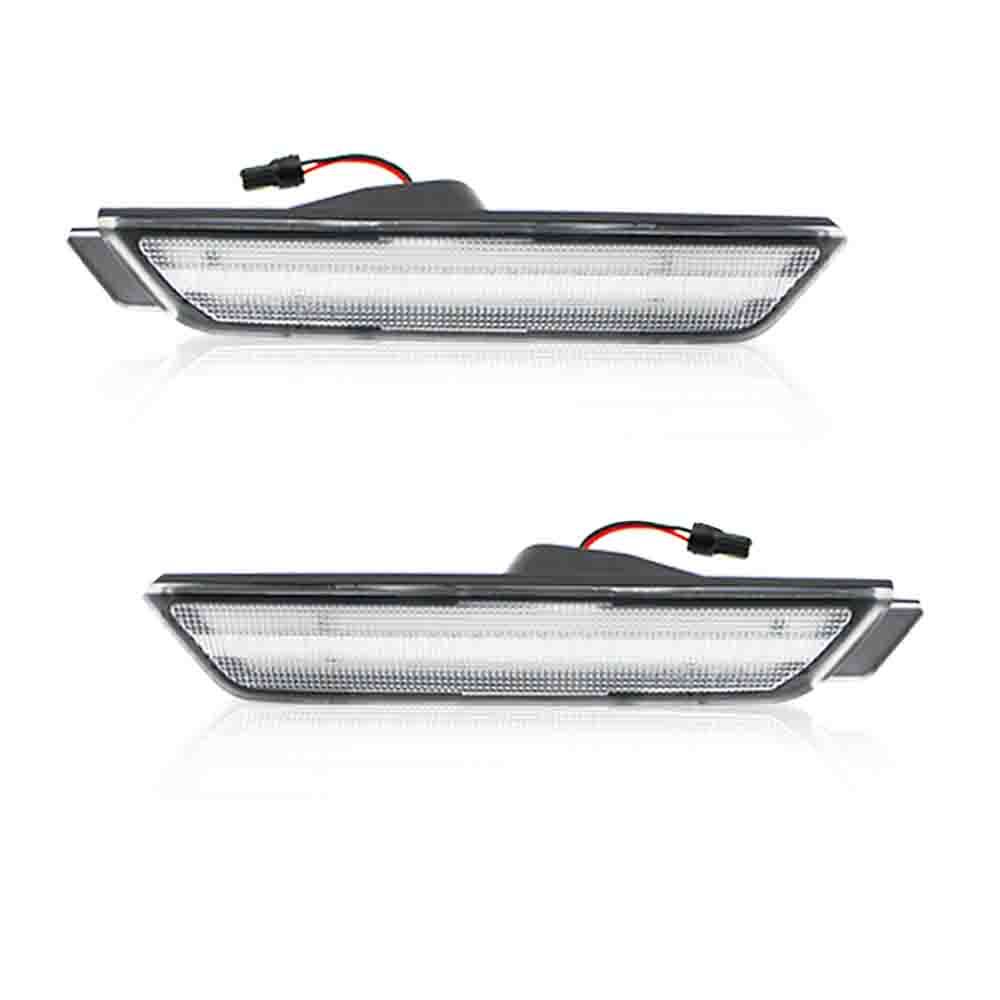 2-Piece Clean Transparent Lens Red LED Rear Side Marker Light for 2010-2015 for Chevrolet Camaro