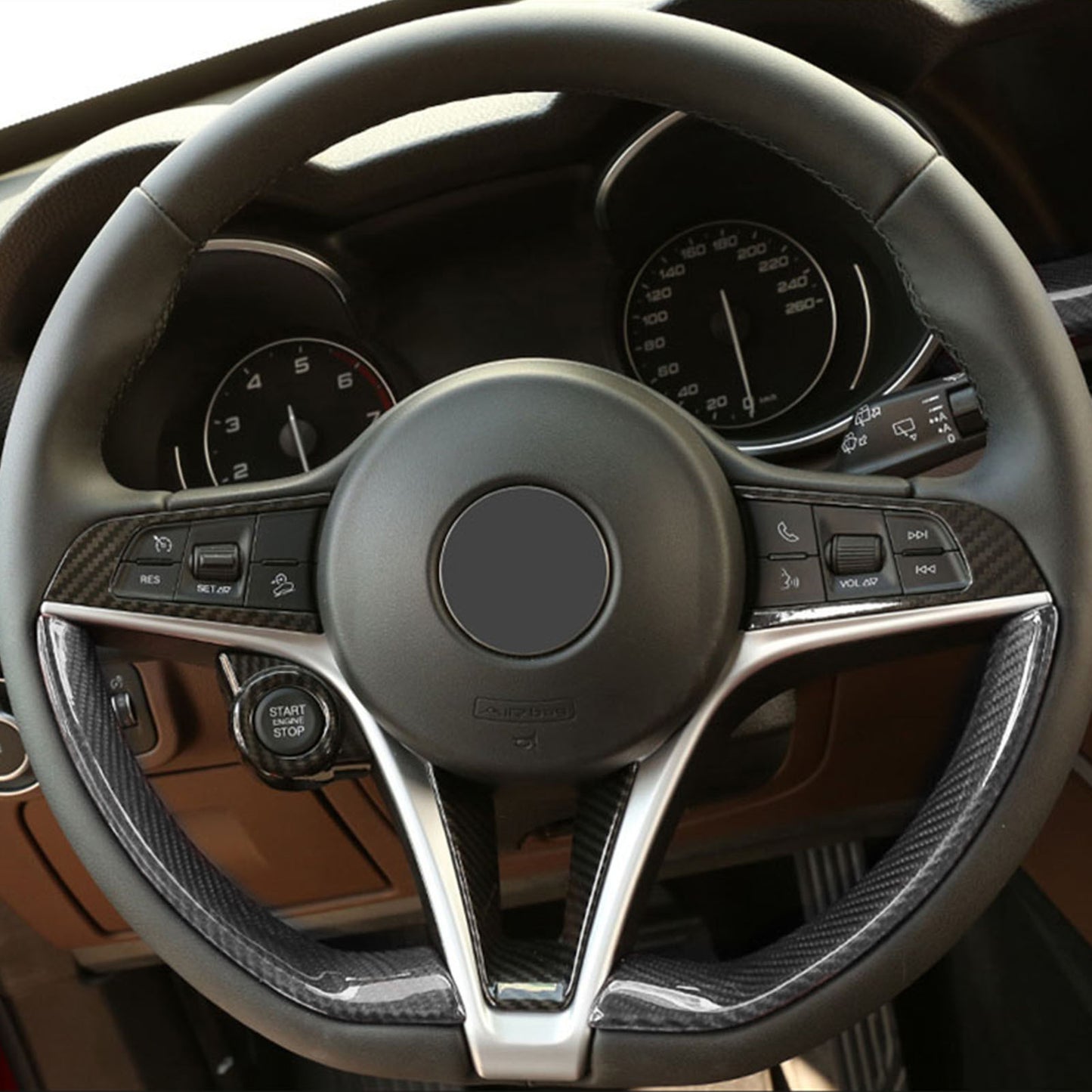 Real Carbon Fiber Steering Wheel Cover for Alfa Romeo Giulia / for Stelvio 2017-2019