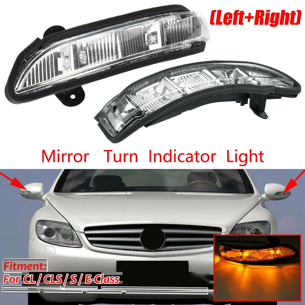 A pair of side mirror turn signals are applicable to for Mercedes-Benz E350 CL65 W216 W211 2006-09
