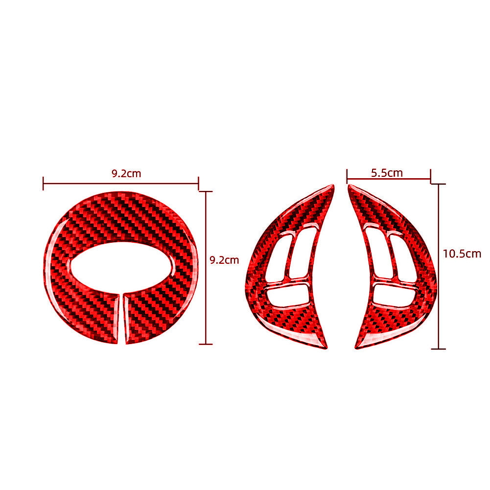 Red Carbon Fiber Steering Wheel Buttons Cover Trim for Subaru Forester 2009-2013