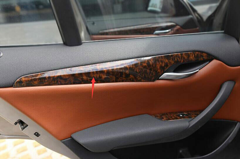 for BMW X1 E84 2013-15 Agate Wood Grain Interior Door Panel Strip Cover Trim 4P