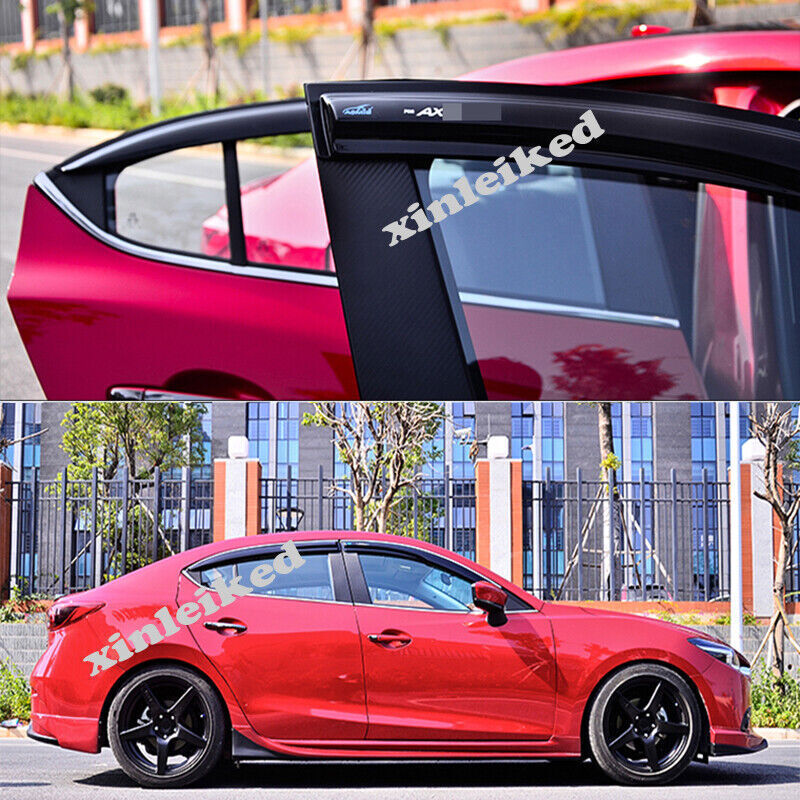 for Mazda 3 Axela 14-18 Black Window Visor Vent Sun Shade Rain Guard Door Visor
