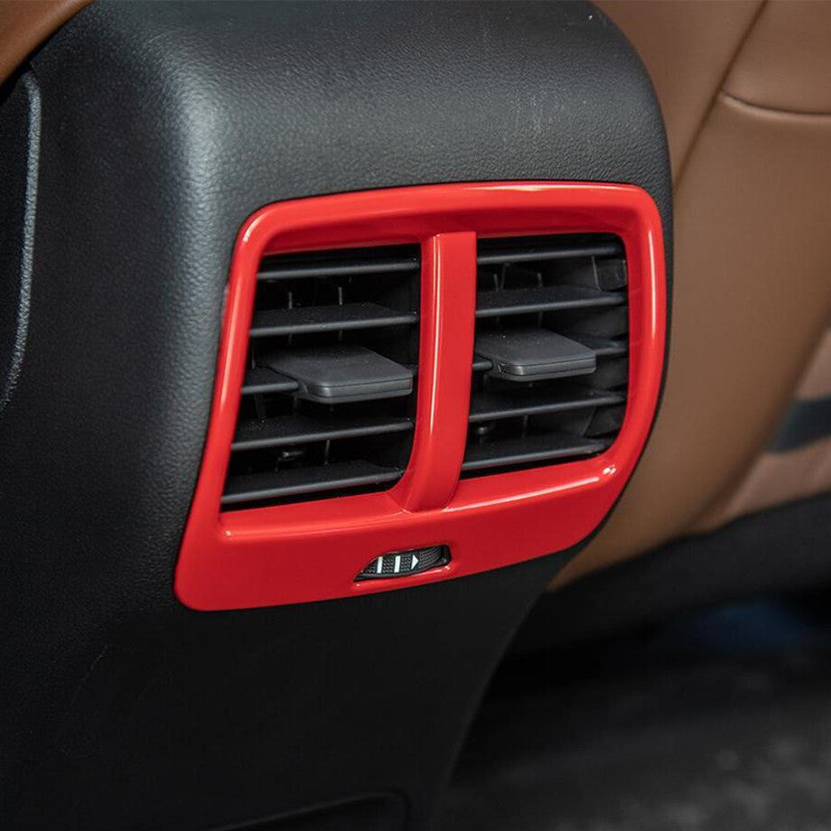 Suitable for 2021-2024 for Ford for Mustang Sport ABS, Red Interior Rear Air Conditioning Socket Vent Cover Trim