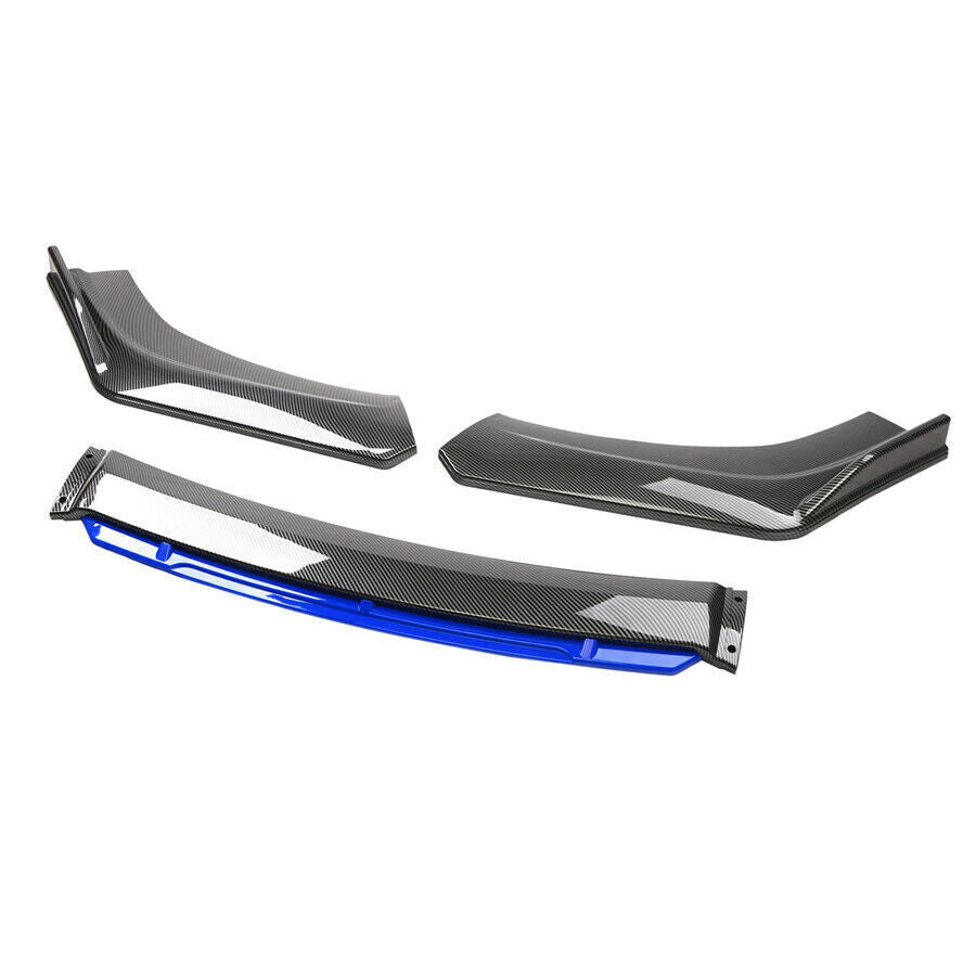 Carbon Fiber Style+Blue Full Surrounded Car Bumper Splitter Lip Diffuser Spoiler