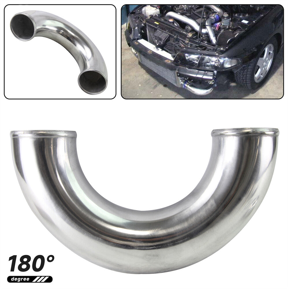 76mm 3 Aluminum Intercooler Intake Pipe Piping Tube hose 180 Degree Silver