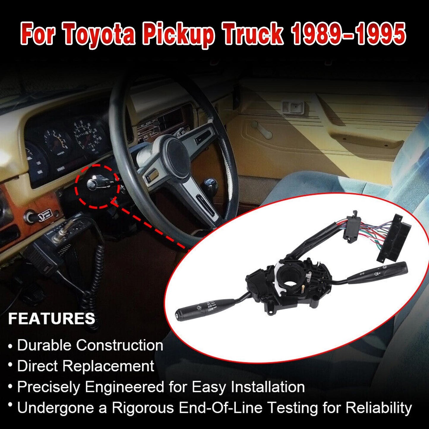 fit for Toyota Pickup Truck 89-95 New Black Turn Signal Wiper Switch 84310-35300 AT