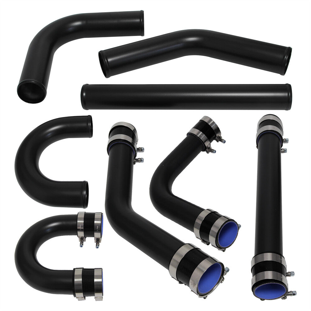 Universal 2.5'' 63mm Turbo Intercooler Pipe Kits Aluminum Piping Kit Black 8PCS