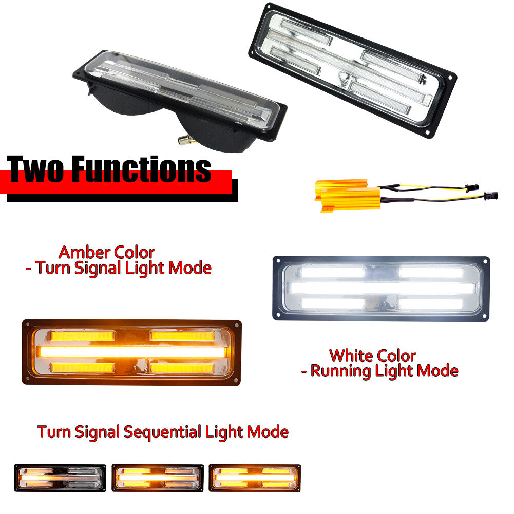 Suitable for 88-98 for GMC for Chevrolet C/K 1500/2500/3500 trucks, transparent lens DRL signal light x2.