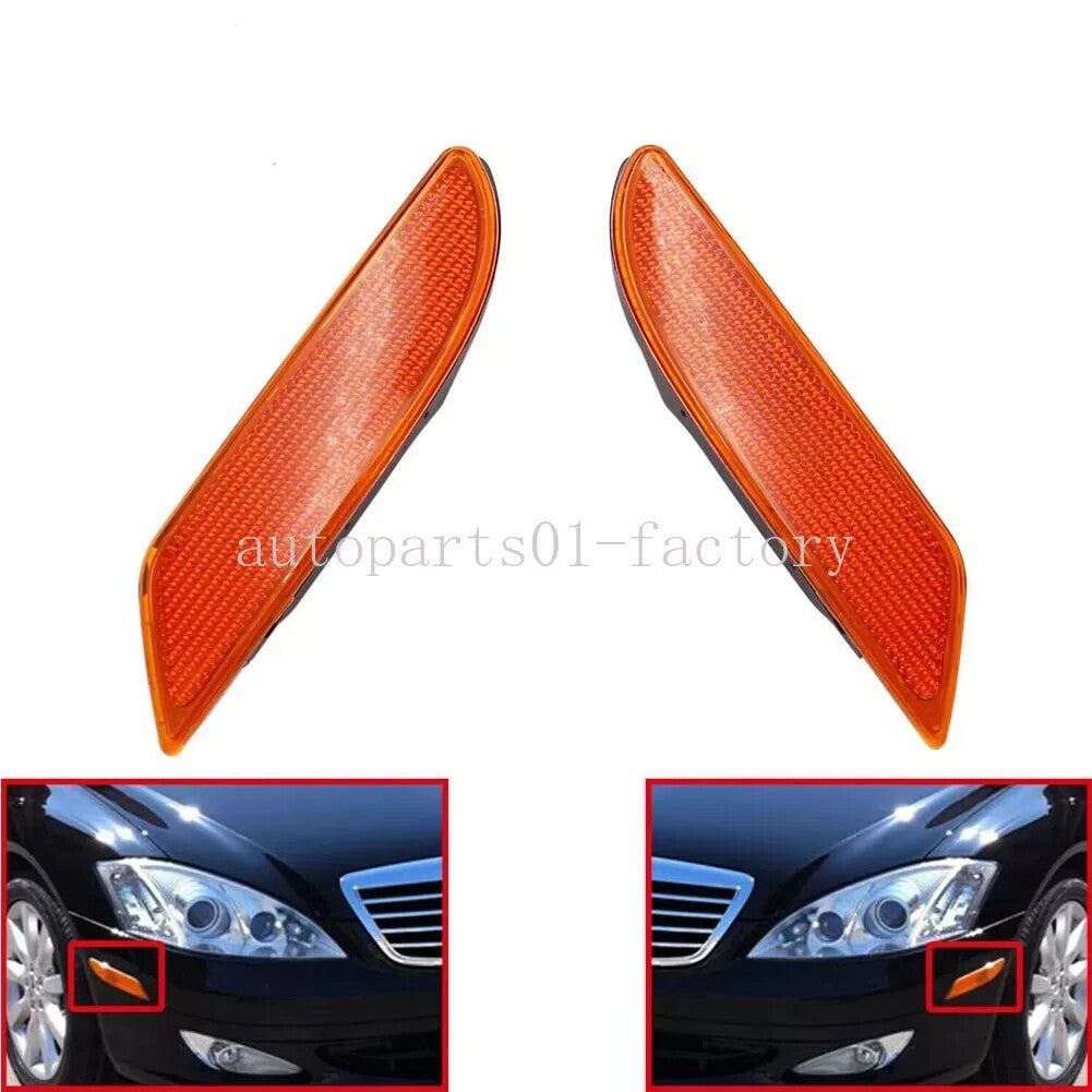 1Pair Front L+Right LED Bumper Side Marker Light For 07-09 for Benz W221 S450 S550