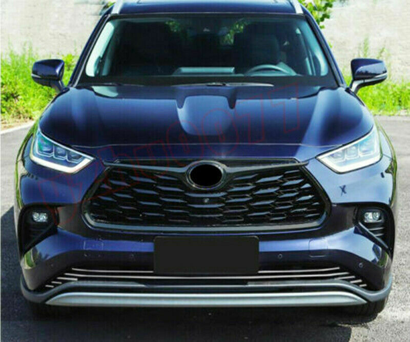 Front Grille Cover Trim for Toyota Highlander 2020-23 Glossy Black Garnish Frame